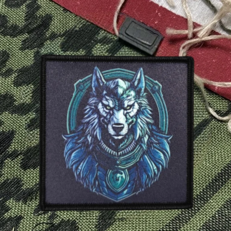 Parche con estampado de lobo militar, chaleco táctico, sombreros con gancho y bucle, insignia de moral, mochila, pegatinas decorativas, parches para brazalete para ropa - imagen 2