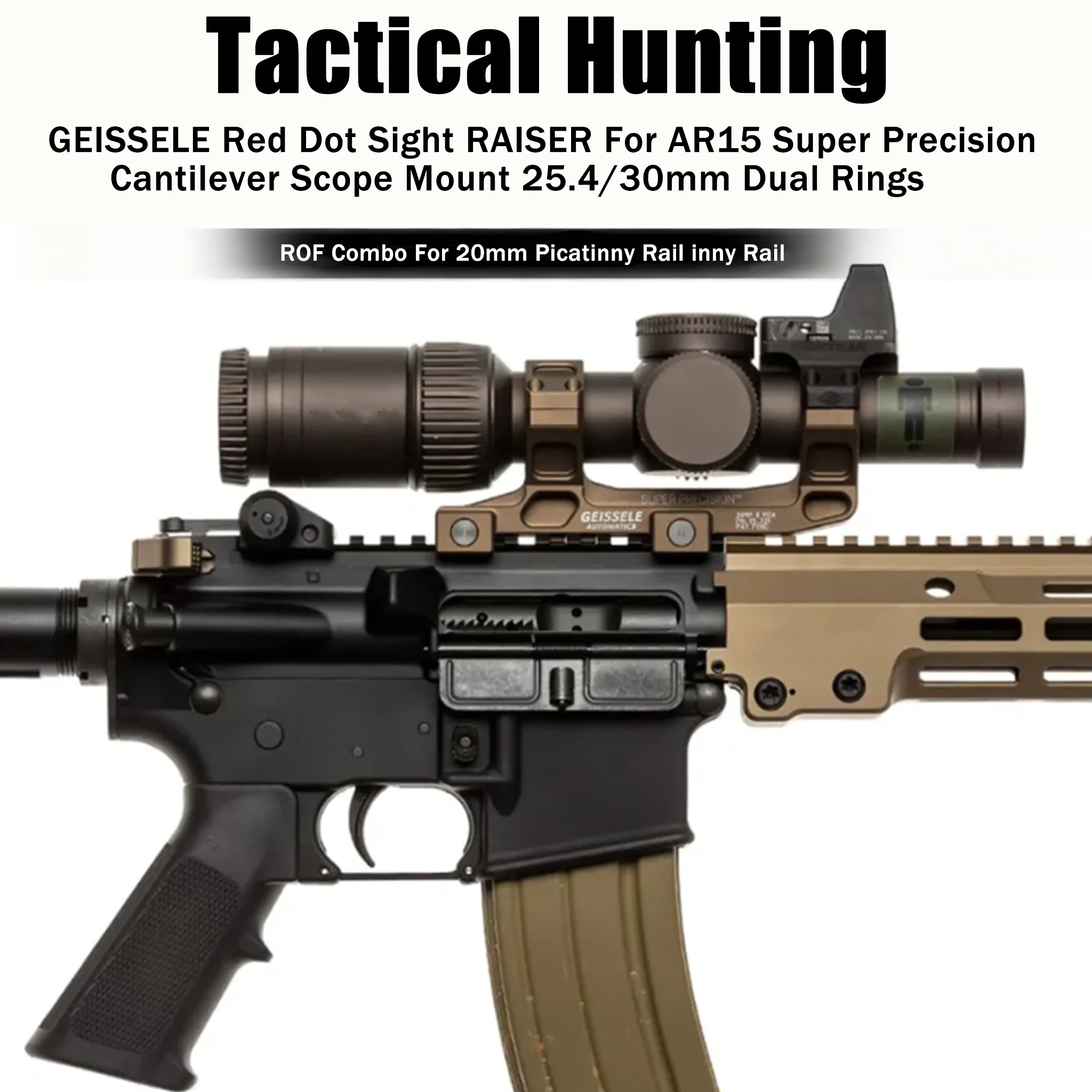 Soporte táctico de caza GEISSELE Red Dot Sight para AR15, soporte de alcance voladizo de súper precisión, anillos duales de 25,4/30mm