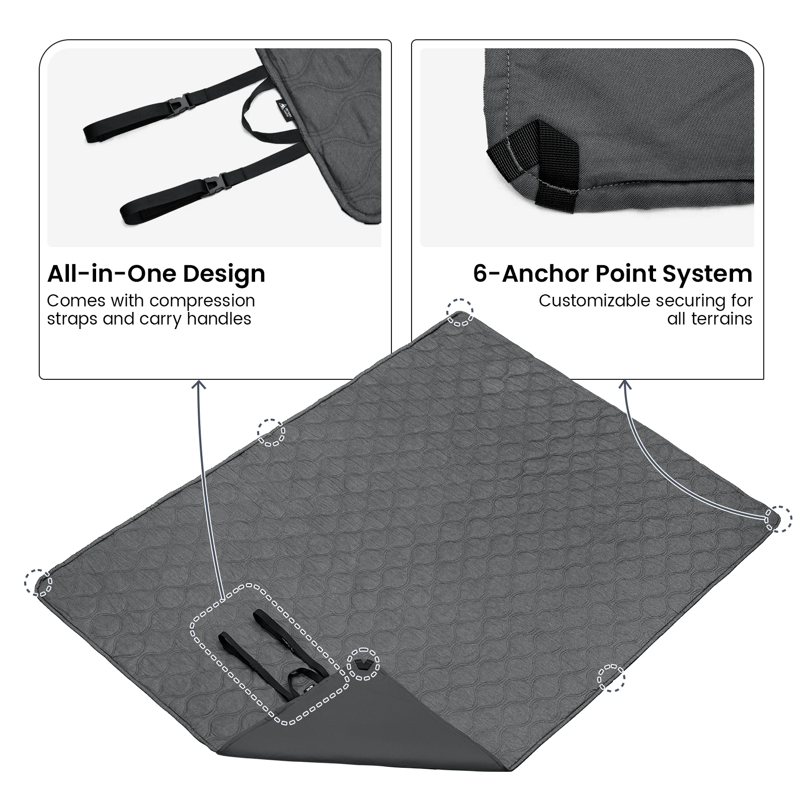 ONETIGRIS OasisMat manta impermeable para el suelo, manta plegable para acampar al aire libre, Picnics, conciertos, playa, parque, Festival de césped - imagen 4