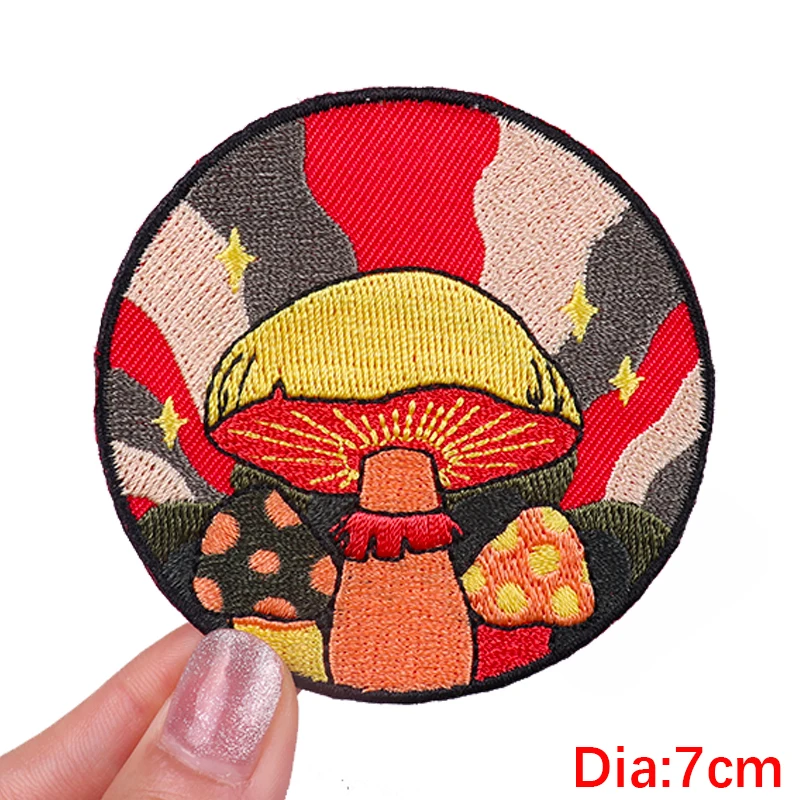 Parche de dibujos animados/exterior, parches bordados en ropa DIY, seta colorida, planchado en ropa para ropa, chaquetas, apliques para coser - imagen 3