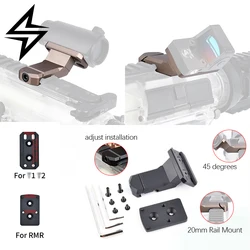 Base de mira compensada de aluminio de 45 grados, soporte de montaje de alcance de punto rojo, Rifle táctico de caza, puntería de Metal CNC, soporte de riel Picatinny