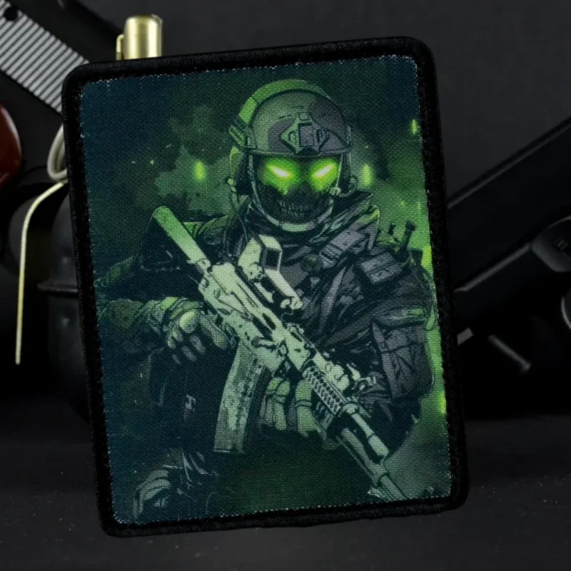 Insignia de moral de calavera, parche militar de gancho y bucle, brazalete de combate de esqueleto del Cuerpo de Spawn, emblema p0lice, pegatinas tácticas para mochila - imagen 3