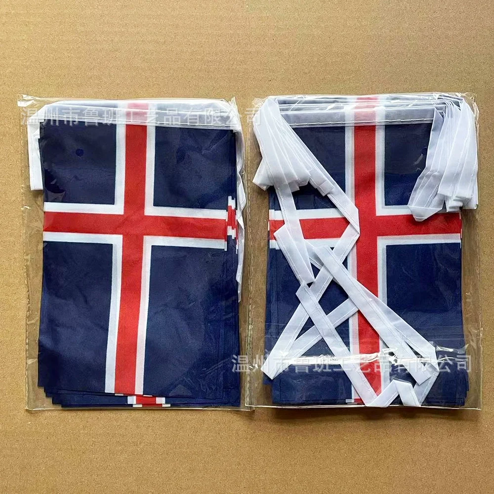 Bandera del cielo 14x21cm banderas de banderines de Islandia 20 unids/lote banderín de cuerda Festival fiesta vacaciones para decoración - imagen 3