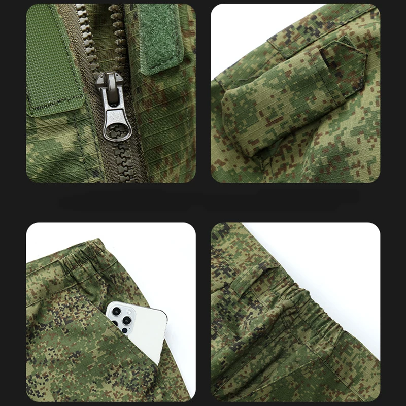 Traje de combate táctico, traje de camuflaje ruso, ropa de entrenamiento, uniforme, chaqueta y pantalón de carga resistentes al desgaste de talla grande - imagen 3