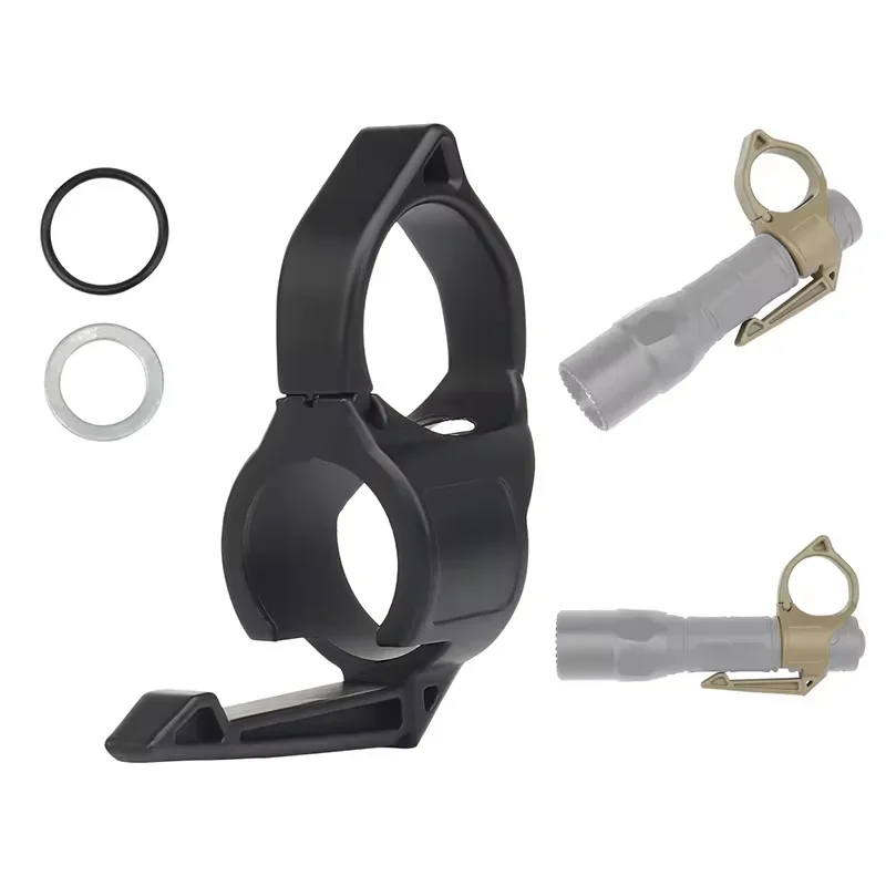 Anillo para linterna, agarre antideslizante, anillo para dedo, adaptador para linterna, soporte Compatible con Clip de bolsillo, anillo para dedo táctico multifunción - imagen 3