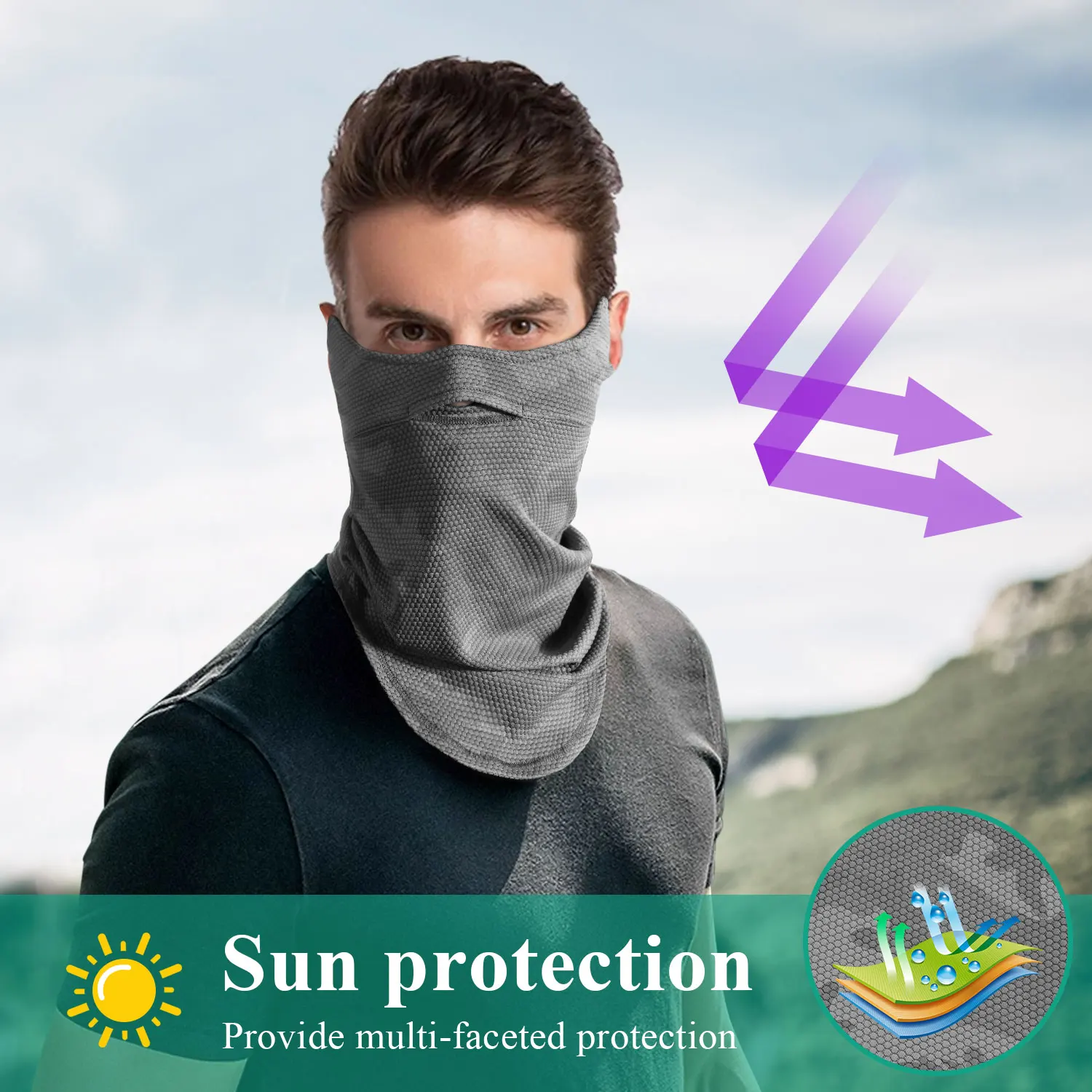 Máscara facial con gancho para la oreja, protección solar para ciclismo, absorbe el sudor, cubierta facial transpirable para deportes de bicicleta, accesorios para montar en bicicleta, hombres y mujeres - imagen 5
