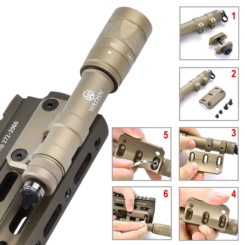 Linterna Airsoft Fit SMR Rail mini Scout Light Offset montaje lateral para Surefir M300 M600 accesorios de Base de luz de arma - imagen 5