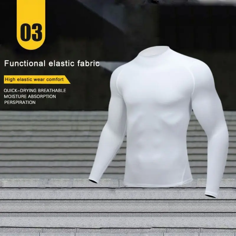 Camisetas de compresión de manga larga para hombre, camisetas de secado rápido para correr al aire libre, ciclismo, baloncesto, Fitness, pérdida de peso - imagen 4