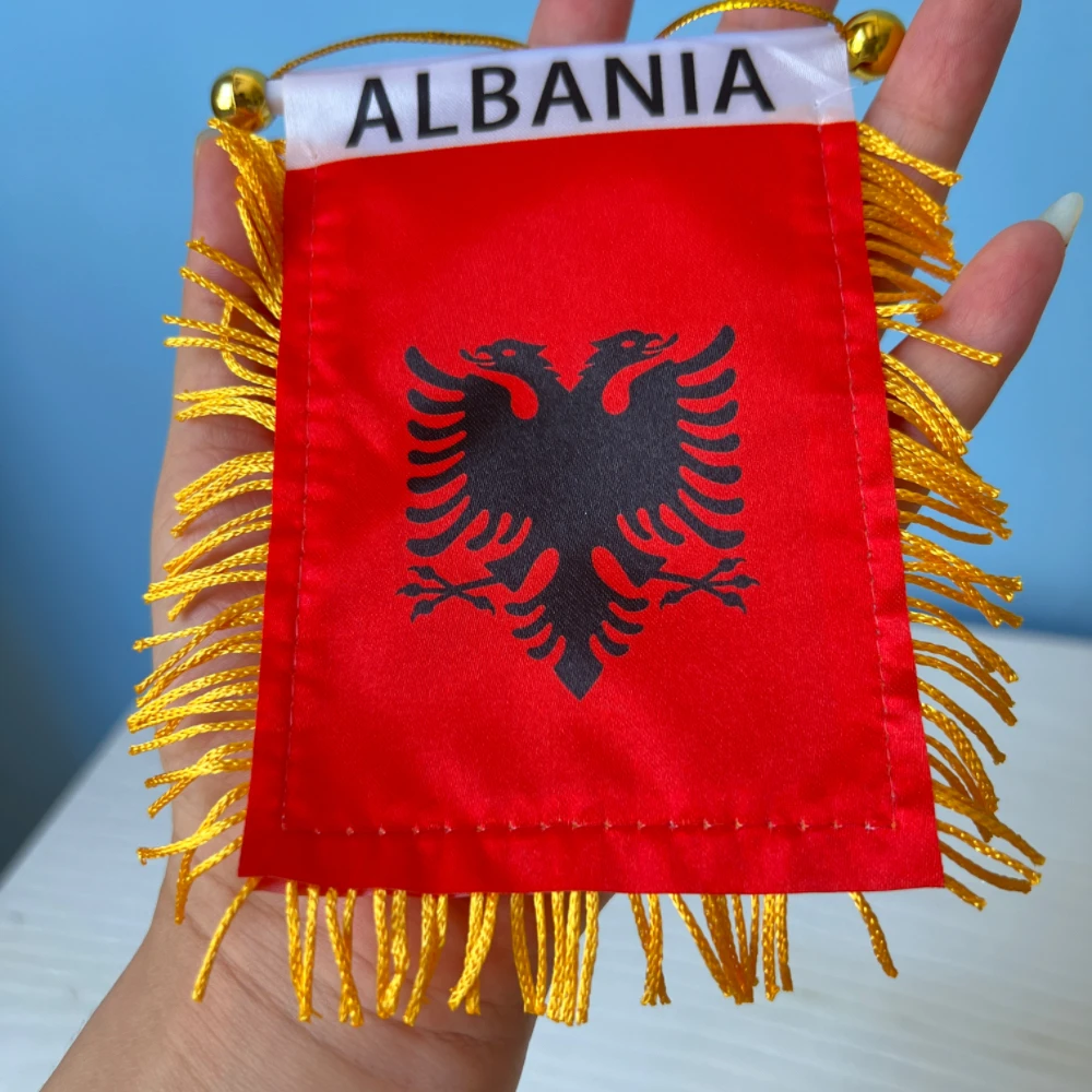 Bandera de Albania, 14x10, eventos deportivos, bandera de Albania, banderas colgantes para ventanas de coche - imagen 5