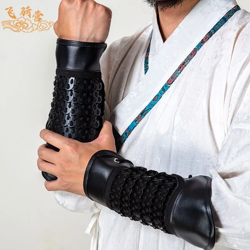 Brazaletes de armadura táctica con diseño de escamas de pescado, armadura china antigua para cosplay y fotografía de películas, protectores de brazo estilo Hanfu unisex - imagen 3