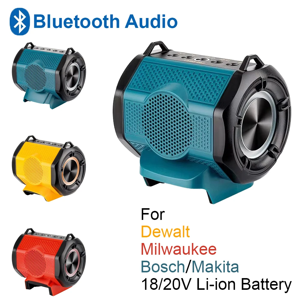 Para Makita/Dewalt/Milwaukee/Bosch 18V 20V batería de iones de litio altavoz inalámbrico Bluetooth altavoz portátil para bicicleta al aire libre - imagen 3
