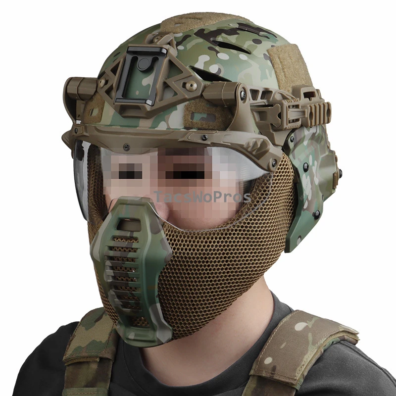 Kit de cascos tácticos totalmente cubiertos, equipo de entrenamiento Airsoft para caza, casco de protección completa Wendy 3,0, gafas extraíbles, máscara - imagen 2