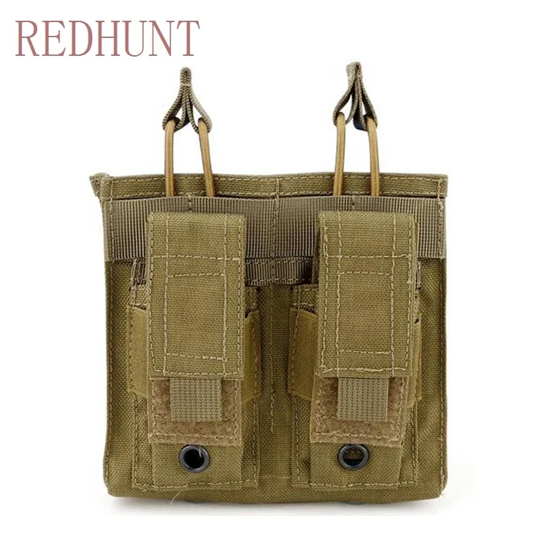 Bolsa doble para revistas, bolsa táctica Molle con tapa abierta, equipo de caza, portador de Rifle, Funda de cuero, bolsa de 9mm - imagen 3