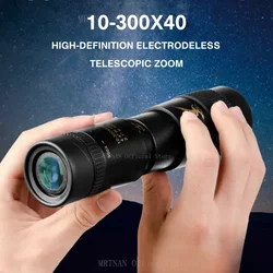 Binoculares portátiles HD con Zoom 10-300X40, telescopio Monocular profesional de largo alcance, visión nocturna baja, caza y Camping