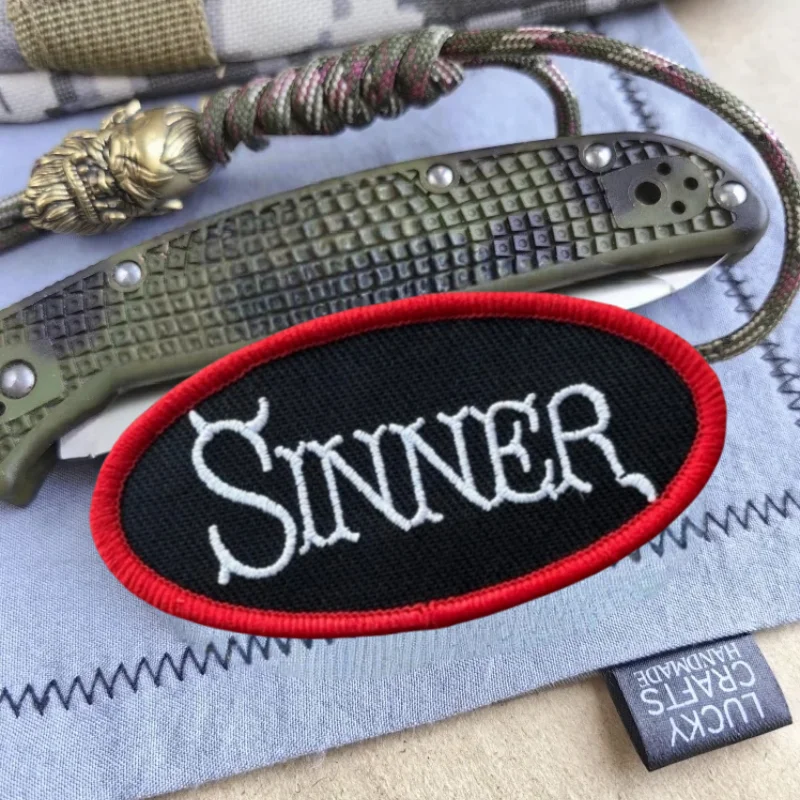 SINNER-Parche bordado de Jesucristo, insignia de moral con gancho y bucle táctico, pegatinas decorativas para mochila, parches para brazalete para ropa - imagen 4