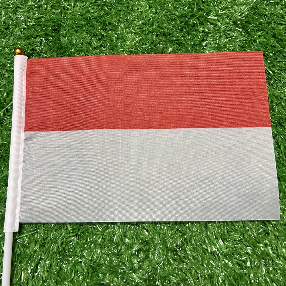 BANDERA SKY Bandera de mano de Indonesia 10/20/50/100 Uds 14*21cm pequeña bandera de mano nacional ondeante de mano de Indonesia con poste para decoración - imagen 4