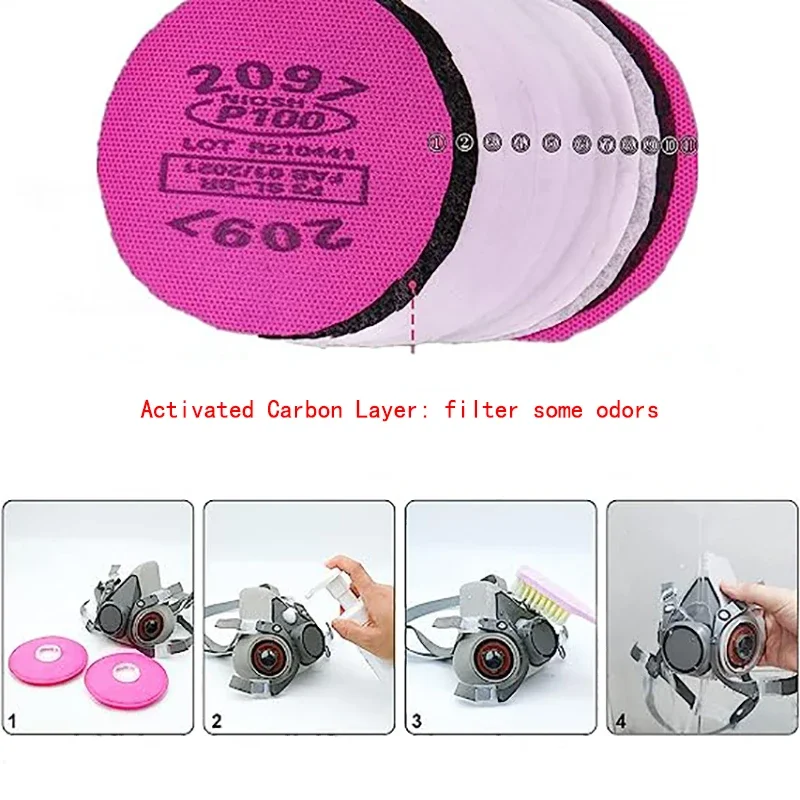 Mascarilla de Gas respirador 6200, media cara con filtro 2097, juego de gafas para pintura epoxi en polvo, vapor orgánico, formaldehído, soldadura, molienda - imagen 5