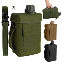 Frasco portátil de 2L, hervidor de agua aislado de PE con estuche de tela Oxford, botella de agua de gran capacidad para exteriores, caza, Camping y senderismo