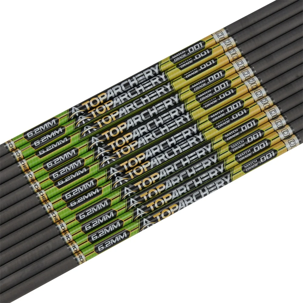 12 Uds. De flechas de carbono puro de 33 ", columna vertebral 300 350 400 500 600 ID6.2mm, eje de tiro con arco largo recurvo, accesorios de caza - imagen 3