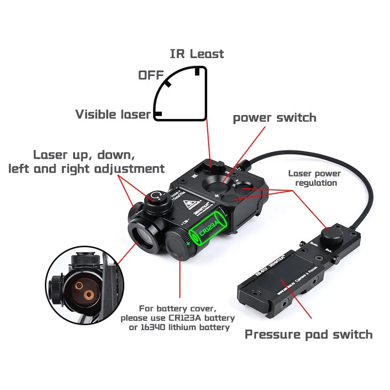 Perst-4 de Metal táctico IR láser rojo verde azul brillo estroboscópico ajustable Airsoft caza accesorios para 20mm Rail - imagen 4