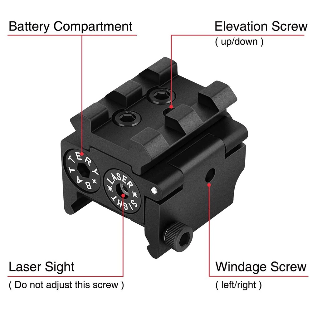 Mira láser roja compacta para riel Picatinny con riel de 20mm, mira láser de bajo perfil, pistola, Rifle, Aisoft, pistola de caza láser - imagen 2