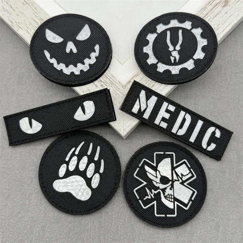 Parches tácticos IR reflectantes, insignias PRESS/MEDIC en mochila, chaleco, ropa, parches morales de gancho y bucle DIY para exteriores, 1 ud.