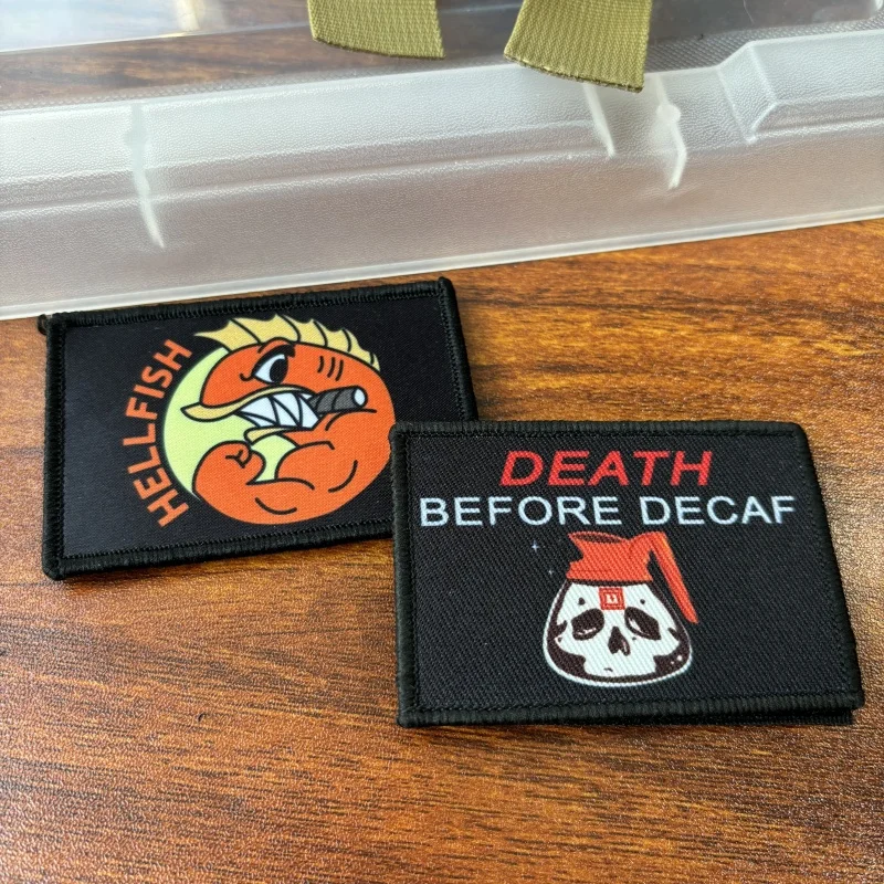 Parche táctico de calavera de muerte antes de desaf, estampado de velcro, bandera militar de lucha, Hellfish, moral, insignia, pegatinas para mochila - imagen 5