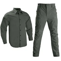 Camisa tactica safari para hombre con tejido ripstop y bolsillos