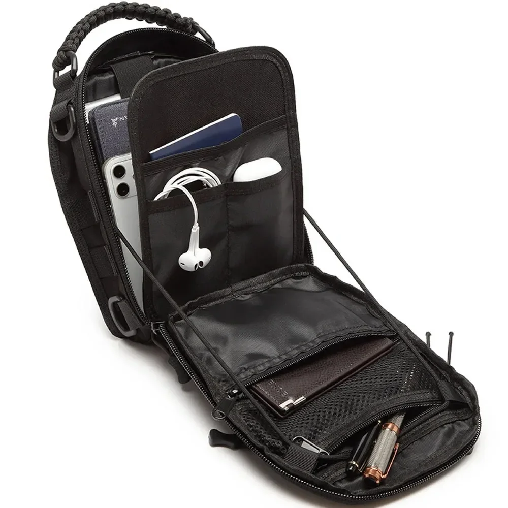 Bolso de pecho al aire libre para hombre, bolso de hombro de camuflaje, mochila con eslinga 900D Oxford, montaña, Camping, pesca, senderismo, Molle Mi - imagen 3