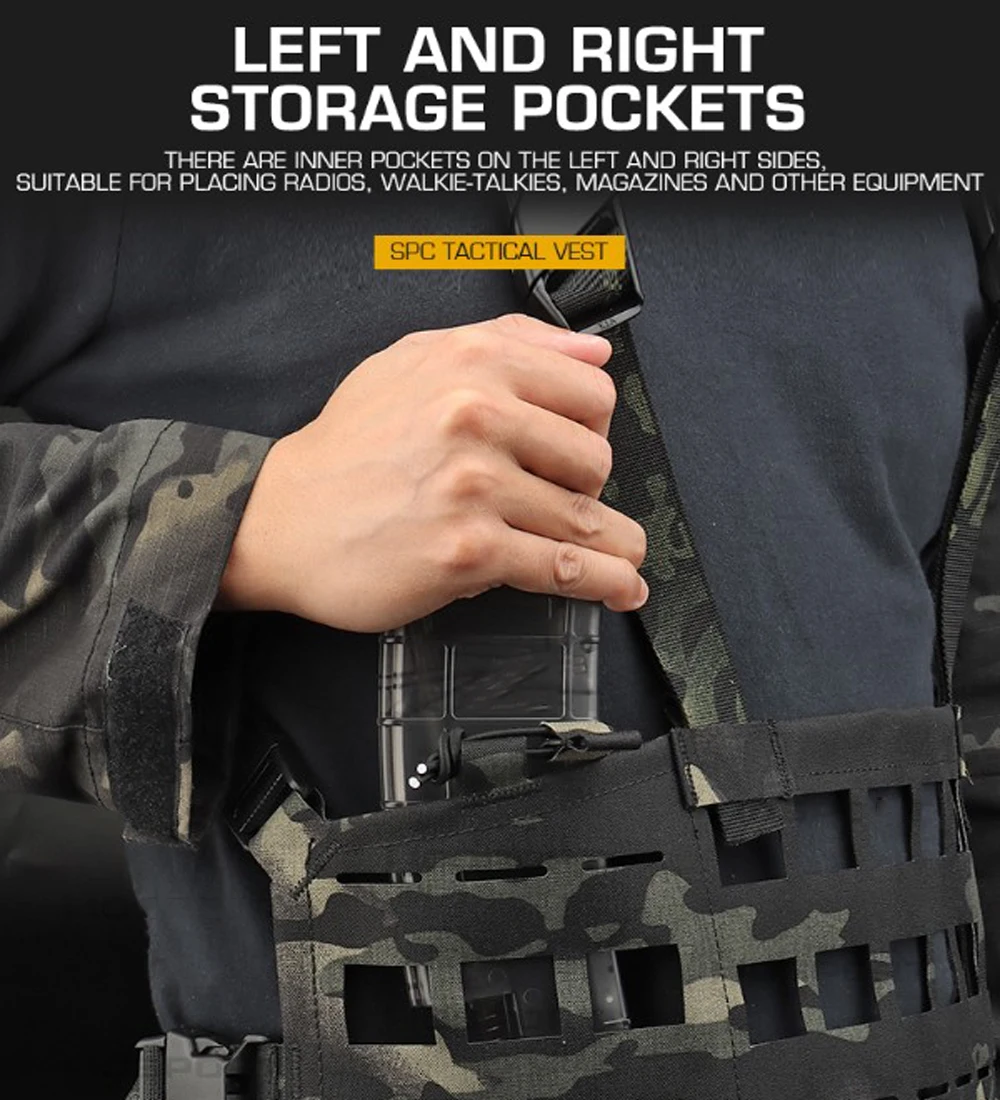 Aparejo de pecho modular, chaleco táctico ligero, Chaleco de caza militar MOLLE, equipo táctico y de trabajo - imagen 4