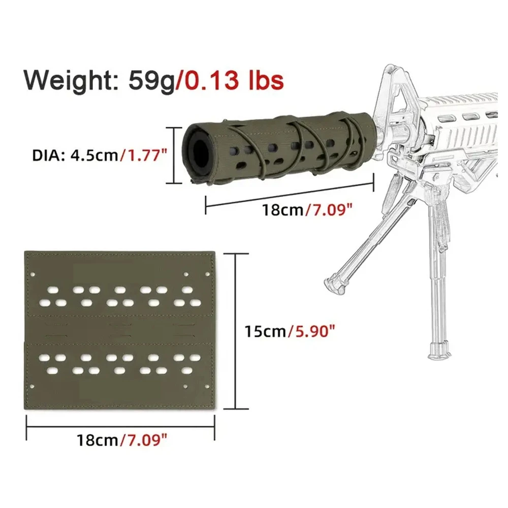 Cubierta protectora de silenciador táctico de 18 Cm, silenciador de tiro de caza y escalada, cubierta de silenciador de nailon, 8,66 pulgadas