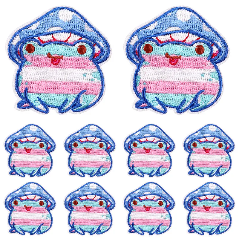 10 Uds. Parches bordados de animales de dibujos animados DIY Rana gato para ropa parches para planchar para ropa parches termoadhesivos - imagen 5