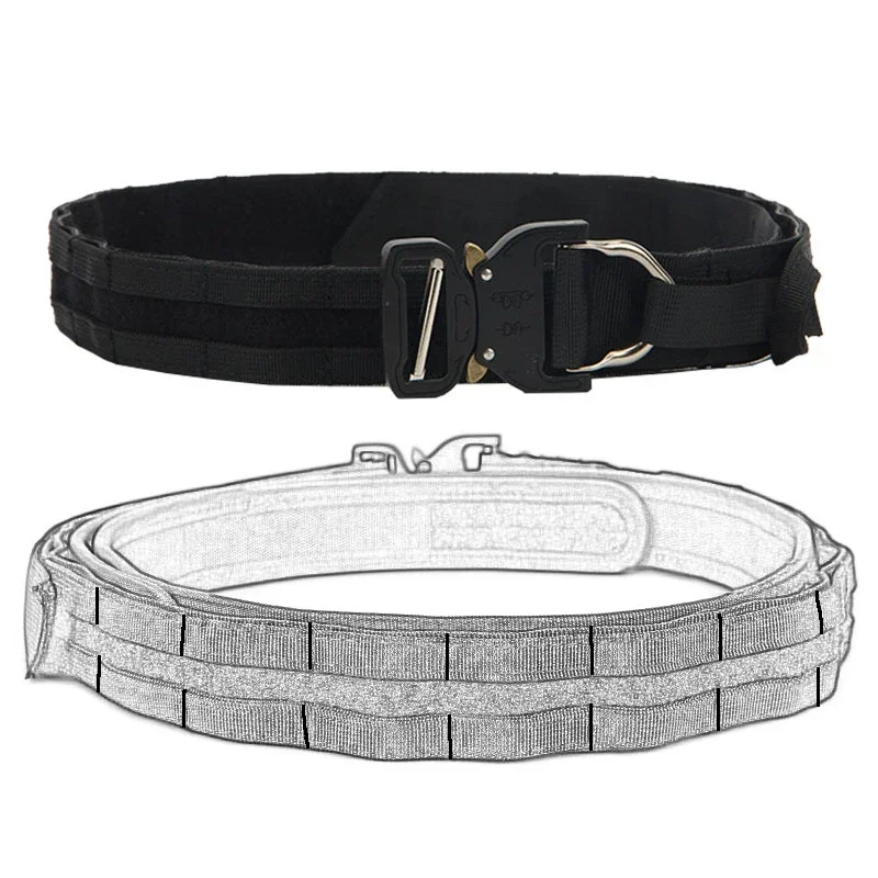 Cinturón MOLLE de liberación rápida, cinturón táctico resistente de doble capa, 3,8 cm, 125cm, 130cm, 135cm de longitud para entrenamiento de tiro - imagen 4