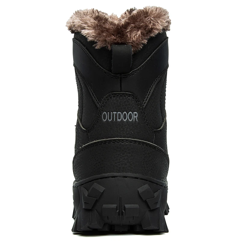 HIKEUP-zapatos de senderismo al aire libre para hombre, botas de nieve militares, de cuero genuino, acolchadas, de alta calidad, cálidas, informales, de algodón - imagen 3