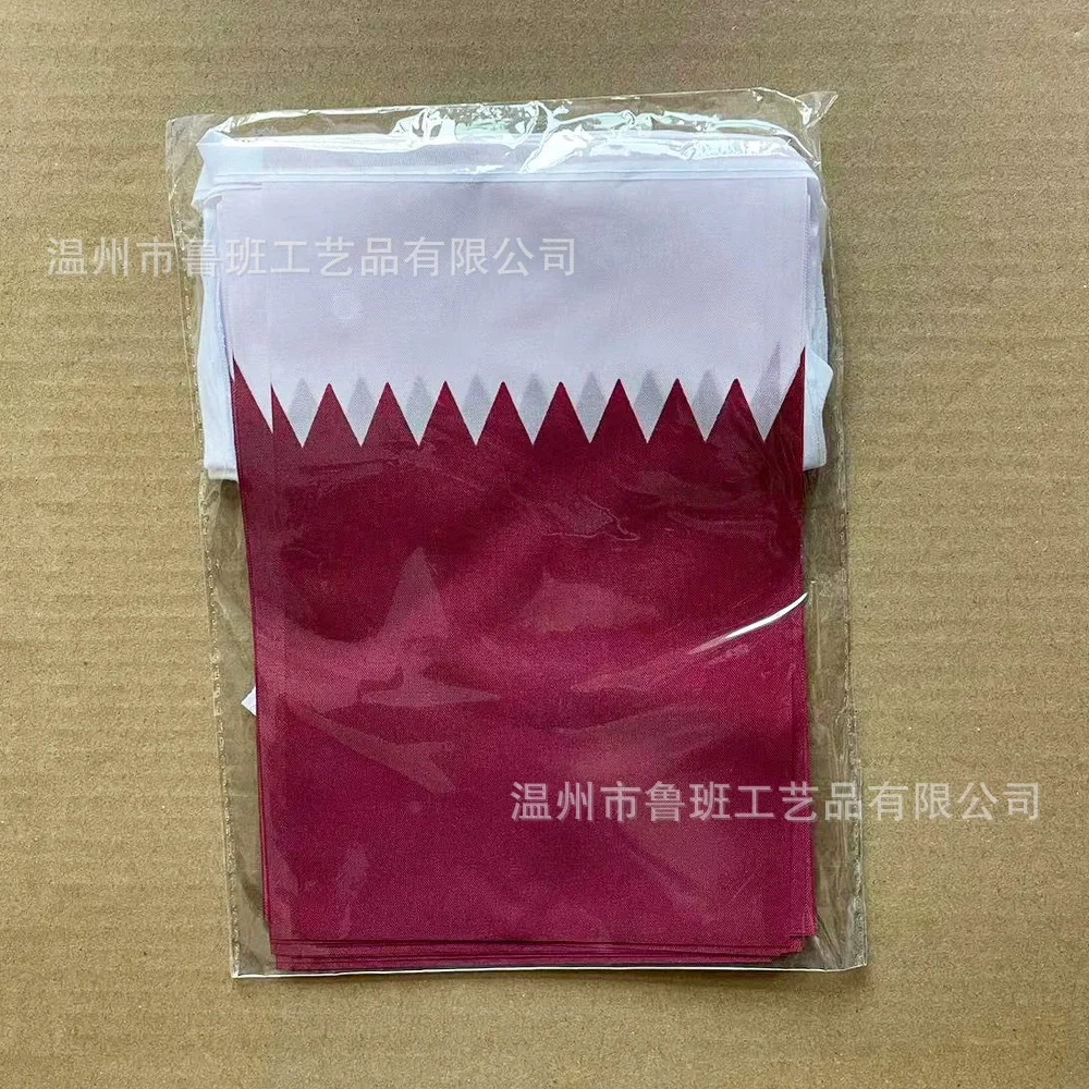 Banderines SKY FLAG de Qatar, 14x21cm, 20 unids/lote, banderas de hilo de Qatar, banderín para decoración de fiesta y Festival - imagen 2