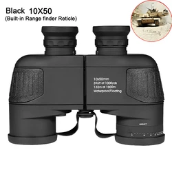10x50 Binoculars for Adults Marine Military Binoculars Waterproof with Rangefinder BAK4 Prism FMC Lens for Birdwatching Boating