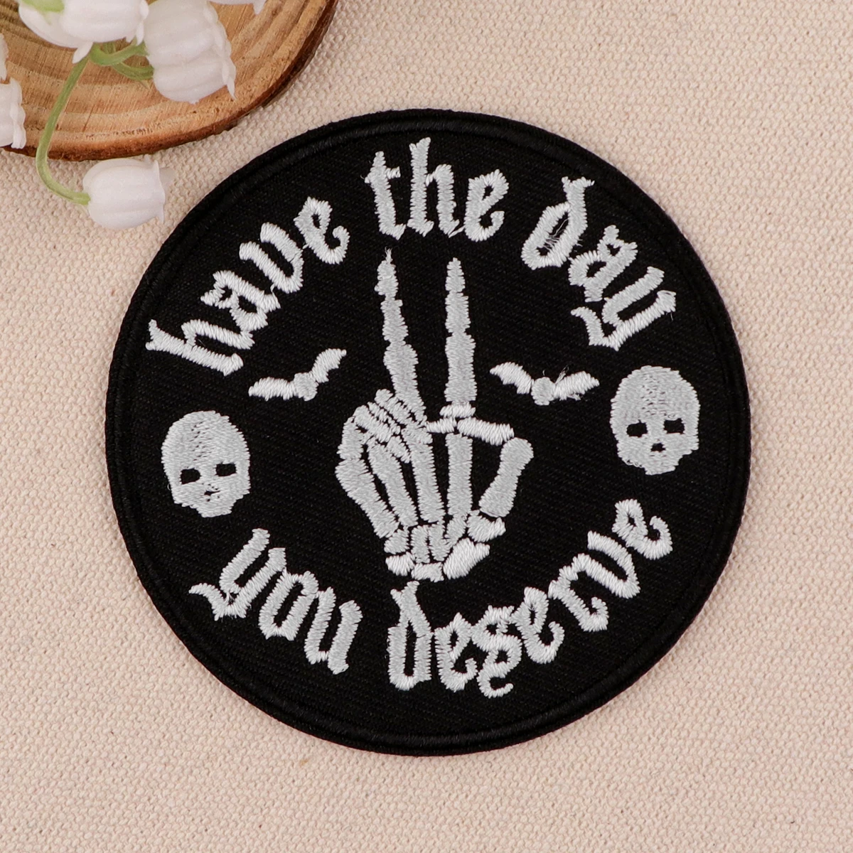 Parche bordado de esqueleto de Halloween, parches Punk góticos para planchar para ropa, parches termoadhesivos para ropa, insignias para coser DIY - imagen 2