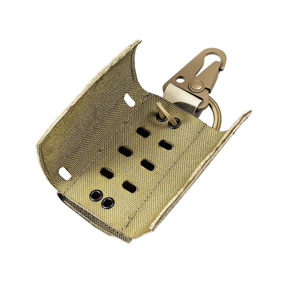 LLavero táctico silencioso, bolsa plegable de doble llave, funda de llavero de nailon, gancho para choque, accesorios para chaleco táctico colgante - imagen 2