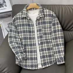 Chaqueta Tweed a Cuadros de Hombre Manga Larga Informal