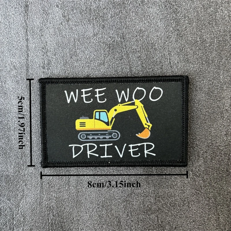 Parche táctico impreso "WEE WOO DRIVER" para ropa, insignia de moral, parche militar con gancho, pegatinas para mochila - imagen 5