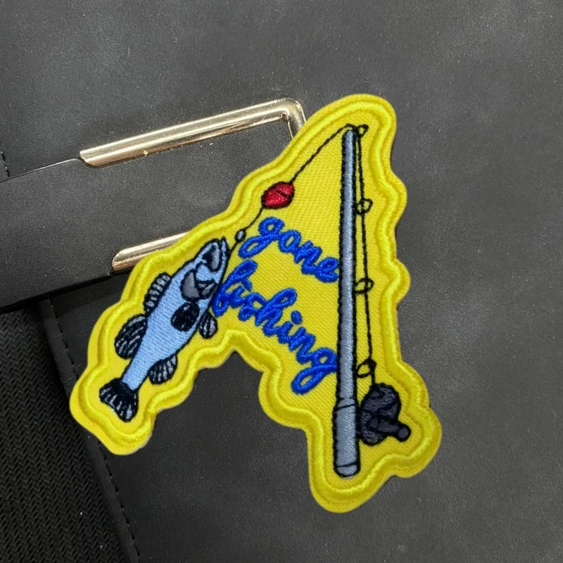 Gone Fishing parches bordados para ropa, insignia de moral de pesca, parche táctico militar, brazalete, gancho y bucle, pegatina de mochila - imagen 2