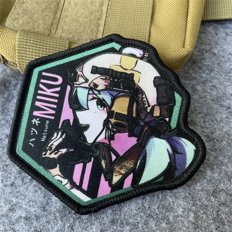 Parche táctico de Anime Miku, gancho impreso, brazalete militar, mochila, pegatina decorativa para ropa - imagen 2