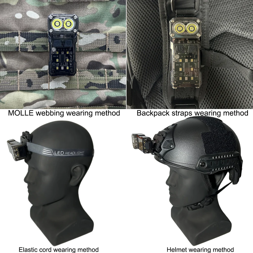 Luz táctica para casco, Mini llavero portátil multifunción, linterna Led de alto brillo para acampar al aire libre, caza y pesca - imagen 5