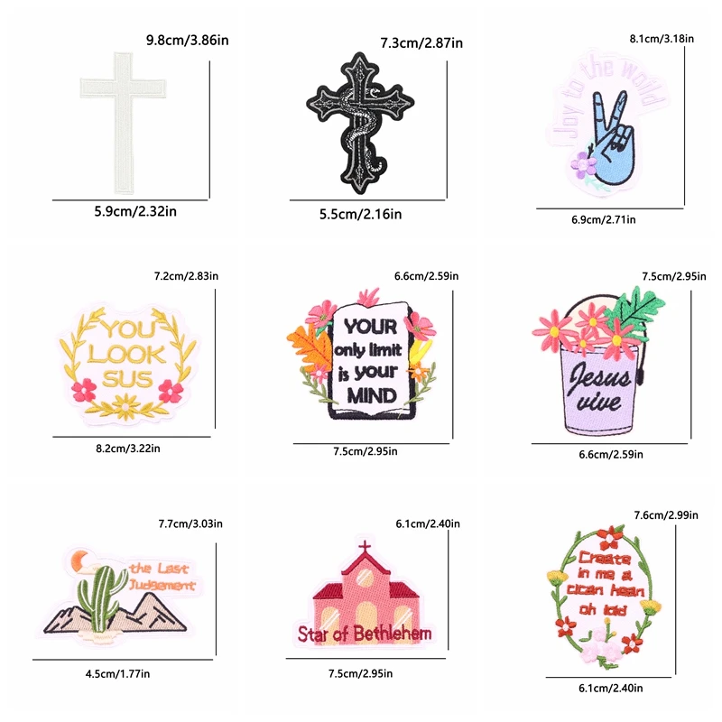 Parche de Jesús dibujos animados Jesús coser parches bordados parches para planchar para ropa parches termoadhesivos en ropa chaquetas DIY - imagen 3