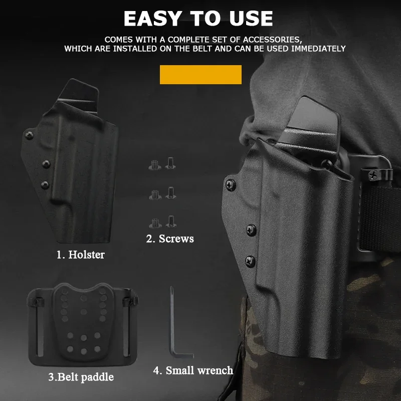 Funda ligera para pistola Kydex 1911, para Colt 1911, funda táctica para pistola, cinturón de mano derecha, funda de transporte, accesorios de caza - imagen 4