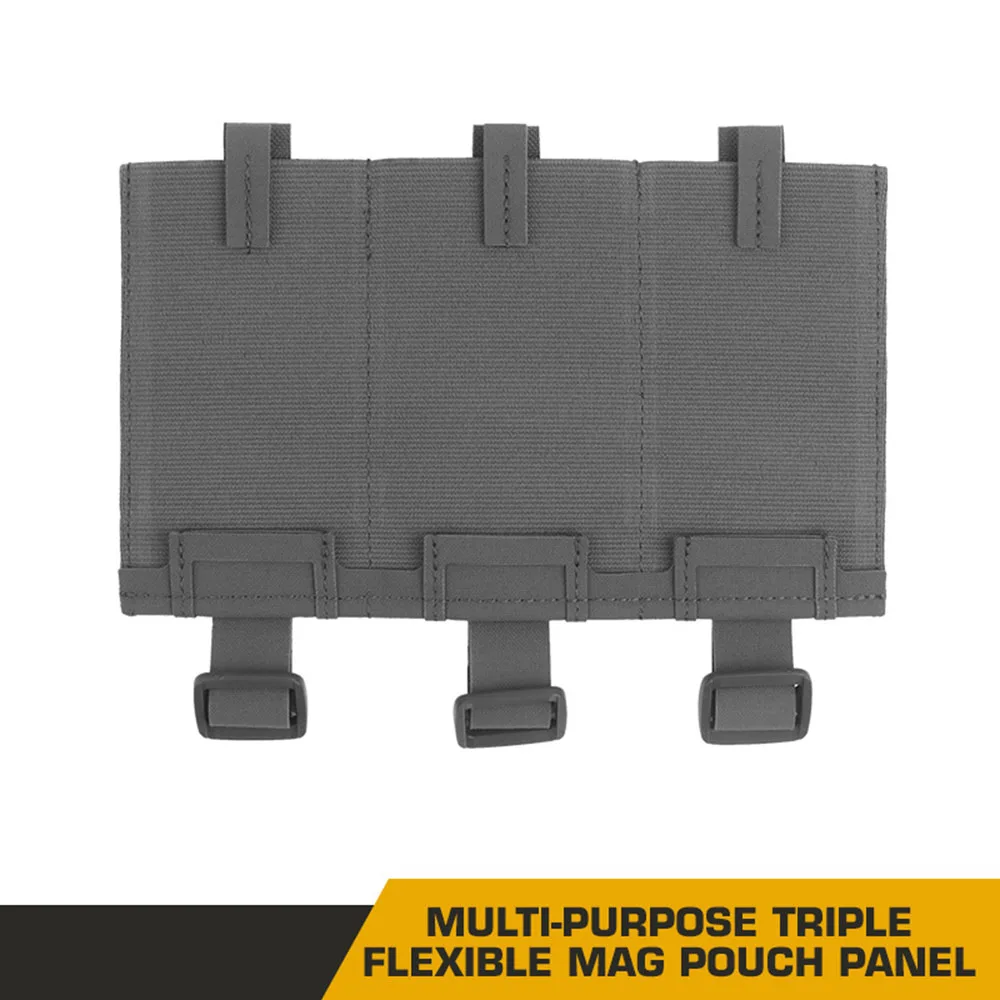 Panel de bolsa táctica elástica Triple Mag, montaje MOLLE multiusos, chaleco de caza, portador de placa, bolsa para revistas, accesorios para ampliar