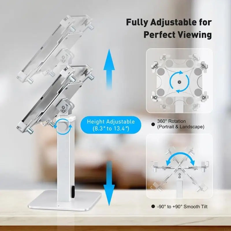 Soporte antirrobo ajustable para tablets con cerradura segura