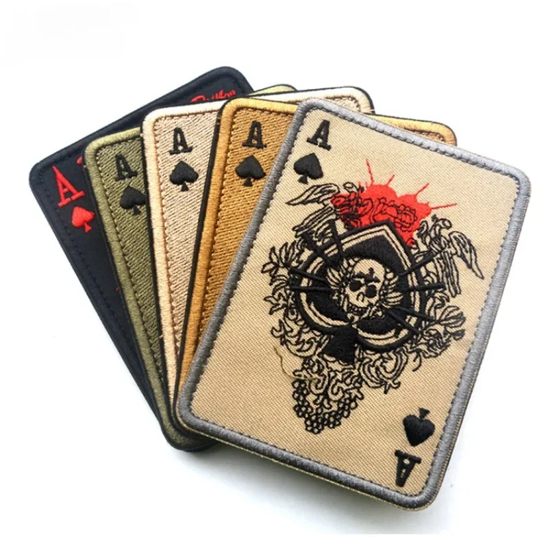 Parches Death Card Poker Ace of Spades, parche táctico bordado para bolsa de ropa, insignia de parches militares Punk - imagen 2