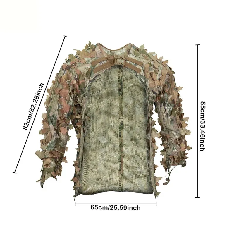 Capa de camuflaje táctica, uniforme, ropa de malla transpirable, hoja biónica, equipo de traje Ghillie para caza - imagen 3