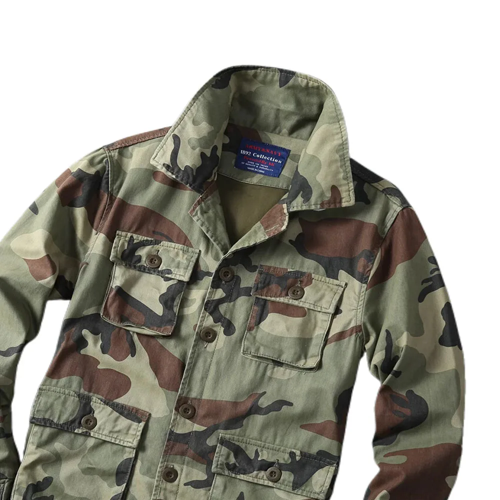 Abrigo de camuflaje M65 resistente al desgaste para hombre, chaqueta deportiva informal de entrenamiento de herramientas para exteriores de algodón puro, chaqueta táctica Vintage M65 - imagen 5